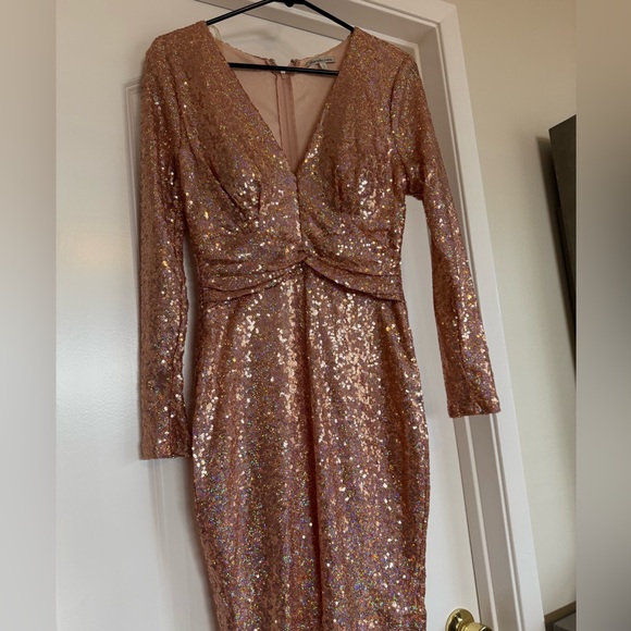 Sequin Peach Midi Charlotte Russe Dress! - Picture 3 of 6
